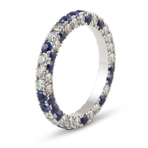 Weißgoldring mit Brillanten und Saphiren
