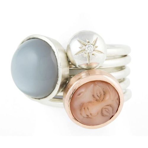 Wechselring in Silber mit Mondsteine