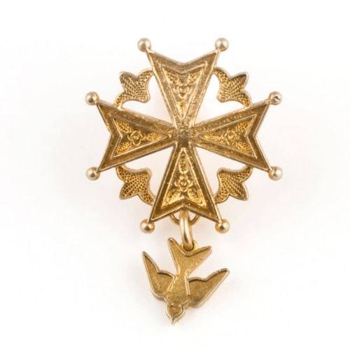 Hugenottenkreuz Pin vergoldet